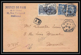 108557 Lettre Recommandé Provisoire Bouches Du Rhone N°760 Luxembourg + Gandon Marseille Saint Ferréol Hexagonale 1947 - Aushilfsstempel