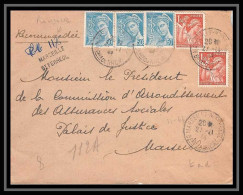 108378 Lettre Recommandé Provisoire Bouches Du Rhone Mercure Iris Affranchissement Compose 1944 Marseille Saint Ferréol - Temporary Postmarks