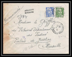 108163 Lettre Recommandé Provisoire Bouches Du Rhone Gandon 1946 Marseille Saint Ferréol - Cachets Provisoires