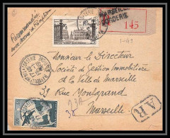 110132 Lettre Recommandé Cover Bouches Du Rhone PA Poste Aerienne N°16 Sagittaire 1949 Marseille Corderie  - 1960-.... Briefe & Dokumente