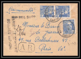 110118 Lettre Recommandé Provisoire Cover Bouches Du Rhone N°718a Gandon 1947 Marseille Corderie  - Aushilfsstempel