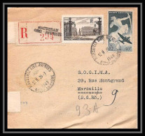 109938 Lettre Recommandé Cover Bouches Du Rhone PA Poste Aerienne N°16 Sagittaire 1949 Marseille Cinq Avenues - 1960-.... Storia Postale