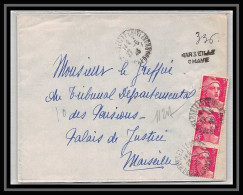 109798 Lettre Recommandé Provisoire Cover Bouches Du Rhone N°716 Gabndon Bande 3 X3 1948 Marseille Chave - Aushilfsstempel