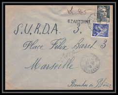 110773 Lettre Recommandé Provisoire Cover Bouches Du Rhone N°713 Gandon + Iris 1845 Marseille Saint Antoine  - Tijdelijke Stempels