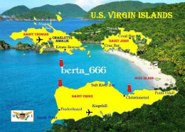 United States Virgin Islands Map New Postcard * Carte Geographique * Landkarte - Islas Vírgenes Americanas