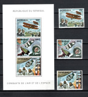 Senegal 1978 Space, Aviation, Yuri Gagarin, Moonlanding Set Of 3 + S/s MNH - Afrika