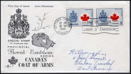 Canada - FDC - Provincial Floral Emblem Series : Canada's Coat Of Arms - 1961-1970