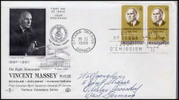 Canada - FDC - The Right Honourable Vincent Massey, Scholar-Diplomat-Humanitarian - 1961-1970