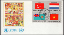 FDC - Flag Series : Turkey-Luxembourg-Vietnam-Fiji - FDC