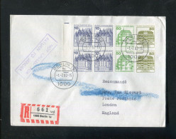 "BERLIN" 1982, Heftchenblatt Mi. 21 Auf Reco-Brief Ex Berlin Nach London, Dort Retour (R1088) - Postzegelboekjes