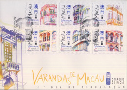 1997 MACAO , PRIMER DIA / FIRST DAY COVER , YV. 870 / 875 - VERANDAS DE MACAO , ARQUITECTURA , VENTANAS , EDIFICIOS - FDC