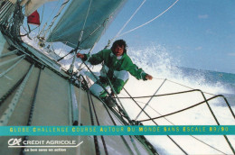 VOILE - PHOTO DEDICACEE AU DOS DU NAVIGATEUR FRANCAIS PHILIPPE JEANTOT SUR CREDIT AGRICOLE IV - GLOBE CHALLENGE 89/90 - Zeilen