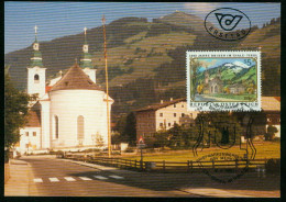 Mk Austria Maximum Card 1988 MiNr 1931 | Brixen Im Thale, Tyrol. Parish Church And Dean's House #max-0016 - Cartes-Maximum (CM)