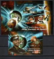 Sierra Leone 2011 Space, Yuri Gagarin, 50th Anniversary Of First Person In Space Sheetlet + S/s MNH - Africa