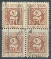 SPAIN,  1936, REPUBLICA ESPANOLA STAMP BLOCK OF 4, # 574, USED. - Used Stamps