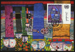 Mk UN Vienna (UNO) Maximum Card 1983 MiNr 37 | Declaration Of Human Rights. "Recht Auf Träume", Hundertwasser #max-0021 - Maximumkarten