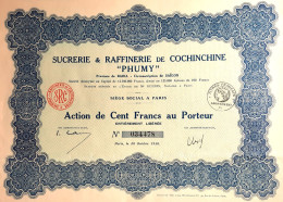 Sucrerie &  Raffinerie De Cochinchine 'Phumy' - Baria/Saigon - 1926 - Action De 100 Francs - Landbouw