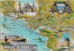 CARTE GEOGRAPHIQUE ILLUSTREE. L'ESTUAIRE DE LA LOIRE. 1952. - Landkaarten