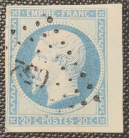 Napoléon III N° 14A (Variété, Belle Tache Sous Le Cachet)  Avec Oblitération Losange 652 Avec Bord De Feuille  TTB - 1853-1860 Napoleone III