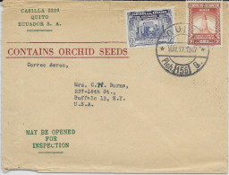 Ecuador Quito 1947 Orchid Flower Seeds Exportation To Buffalo USA - Ecuador