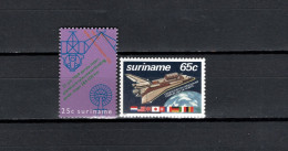 Suriname 1971/1982 Space, World Communications Day, Space Shuttle 2 Stamps MNH - Amérique Du Sud