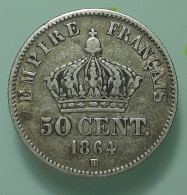 (CG#044) - Napoléon III - 50 Centimes 1864 BB, Strasbourg - 50 Centimes