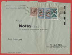 ITALIA - Storia Postale Repubblica - 1957 -100 Antica Moneta Siracusana + 2x25 Europa; Lettera E Formata Dalle Bandiere - 1946-60: Storia Postale