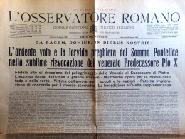 L'Osservatore Romano Del 20 Agosto 1939 Polonia Stampa Tedesca Pontefice Cinesi - Other & Unclassified