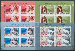 Rumänien 2001 Hunde Rassehunde Kleinbogen 5574/77 K Postfrisch (C92277) - Blocks & Kleinbögen