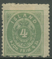 Island 1873 Dienstmarke Ziffer Mit Krone Im Oval 1 B, WZ Kopfstehend, Mit Falz - Servizio