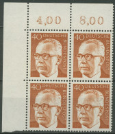 Bund 1970 Heinemann 639 4er-Block Ecke 1 Postfrisch - Ongebruikt