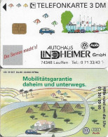 Germany - VW Und AUDI (Overprint ''Autohaus Lindheimer'') - O 0537 - 04.1995, 3DM, Used - O-Series : Séries Client