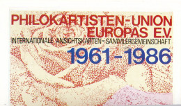 PHILOKARTISTEN-UNION  EUROPAS  EV. 1961 - 1986  PUE 25 JAHRE  No. 0155 - Bourses & Salons De Collections