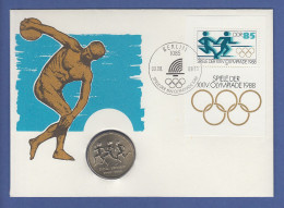 Numisbrief Olympiade 1988 Mit 10 Mark DDR-Münze 1988 Und Block DDR 1988 - Sonstige & Ohne Zuordnung