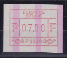 Belgien FRAMA-ATM P3039 Charleroi Mit ENDSTREIFEN **, Wert 07,00 Bfr. - Autres & Non Classés