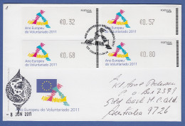Portugal ATM 2011 Mi.-Nr 75.1 Satz 32-57-68-80 Auf Gel. FDC Nach Australien - Machine Labels [ATM]