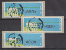 Portugal 1991 ATM Espigueiro Mi.-Nr. 3 Serie 3 Werte 60-75-80 Mit ET-O Coimbra - Automaatzegels [ATM]
