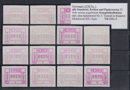 Norwegen Frama-ATM 1978 Komplettkollektion Aller Aut.-Nr, Farben Und Papiere **  - Automatenmarken [ATM]