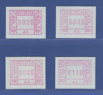 Schweiz 1976, 1. FRAMA-ATM Ausgabe A1-A4 **, Werte 0020-0040-0080-0110 - Automatic Stamps