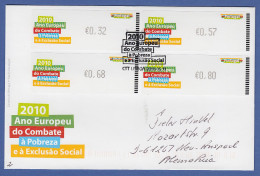 Portugal ATM 2010 Mi.-Nr 71.1 Satz 32-57-68-80 Auf Gel. FDC Nach D - Viñetas De Franqueo [ATM]