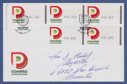 Portugal ATM 2010 Mi.-Nr 72.2 Satz 32-53-57-68-80 Auf Gel. FDC Nach D - Automaatzegels [ATM]