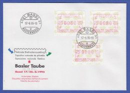 Schweiz 1995, FRAMA-ATM BASLER TAUBE '95 Mi-Nr. 6 Satz 60-80-100 Auf FDC - Automatenzegels