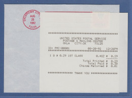 USA 1992 PMC Gard-ATM 0,29$ Auf Blanco-FDC Mit Ersttags-Quittung 20.8.92 - Autres & Non Classés
