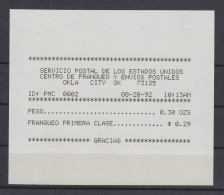 USA 1992 Ersttags-Automatenquittung 20.8.92 In Spanisch Zu PMC Gard-ATM 0,29 $  - Altri & Non Classificati