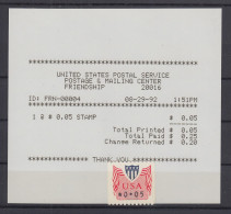 USA 1992 PMC Gard-ATM 0,05 $ Mit AQ 29.8.92 FRIENDSHIP 20016 - Otros & Sin Clasificación