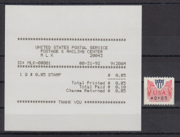 USA 1992 PMC Gard-ATM 0,05 $ Mit AQ 31.8.92 M L K  20043 - Autres & Non Classés