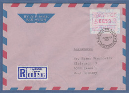 Zypern Frama-ATM 1989 Aut.-Nr.002 Aus OA Wert 0.59 Auf R-Brief N. Deutschland - Sonstige & Ohne Zuordnung
