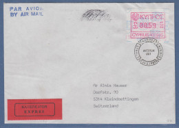 Zypern Frama-ATM 1989 Nr.001 Aus OA Wert 0.59 Auf Expres.-Brief In Die Schweiz - Other & Unclassified