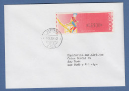 Portugal 1992 ATM Ciclista Mi.-Nr. 6 Wert 46$00 Auf FDC Nach Sao Tomé Mit O FARO - Automaatzegels [ATM]