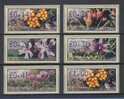 Zypern ATM Wildblumen 2002 Mi.-Nr. 5-9 Aut.-Nr. 006 Satz 6 Werte 0,14 - 1,00 ** - Autres & Non Classés